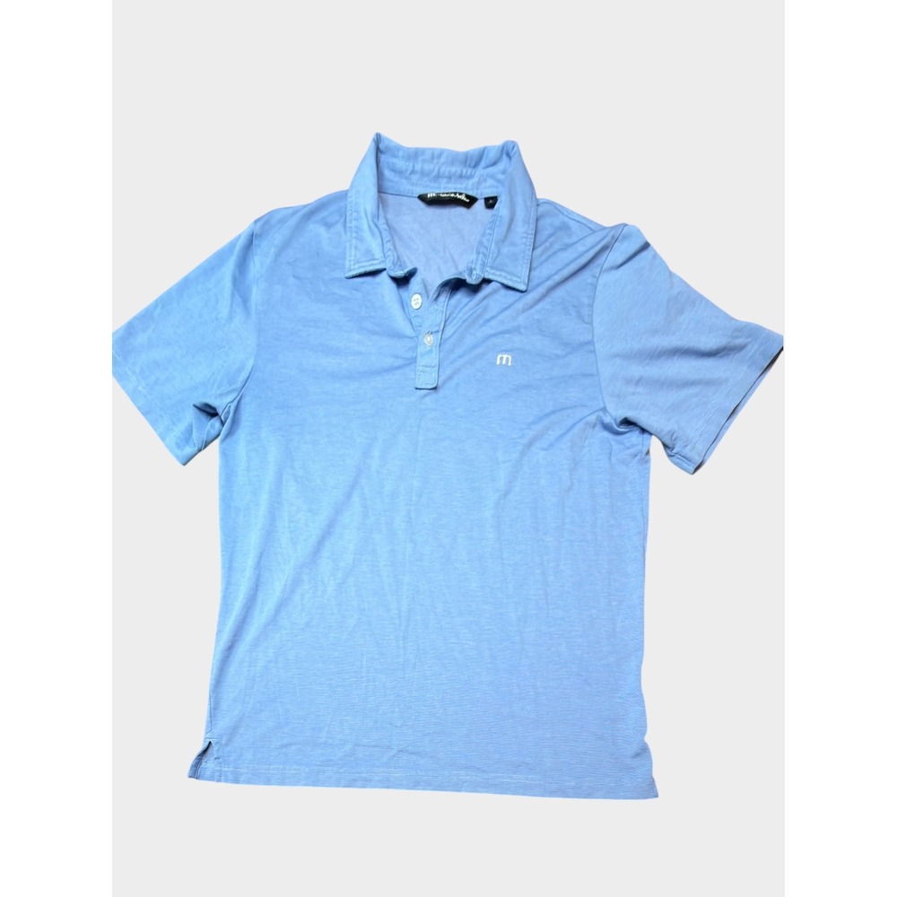 TravisMathew Mens Blue Micro Stripe Pima Cotton Blend Polo Shirt Large L T10